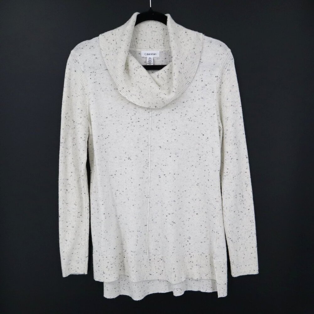 Calvin Klein Wool‎ Sweater Womens M Ivory Preppy Classic Polished Sophisticated